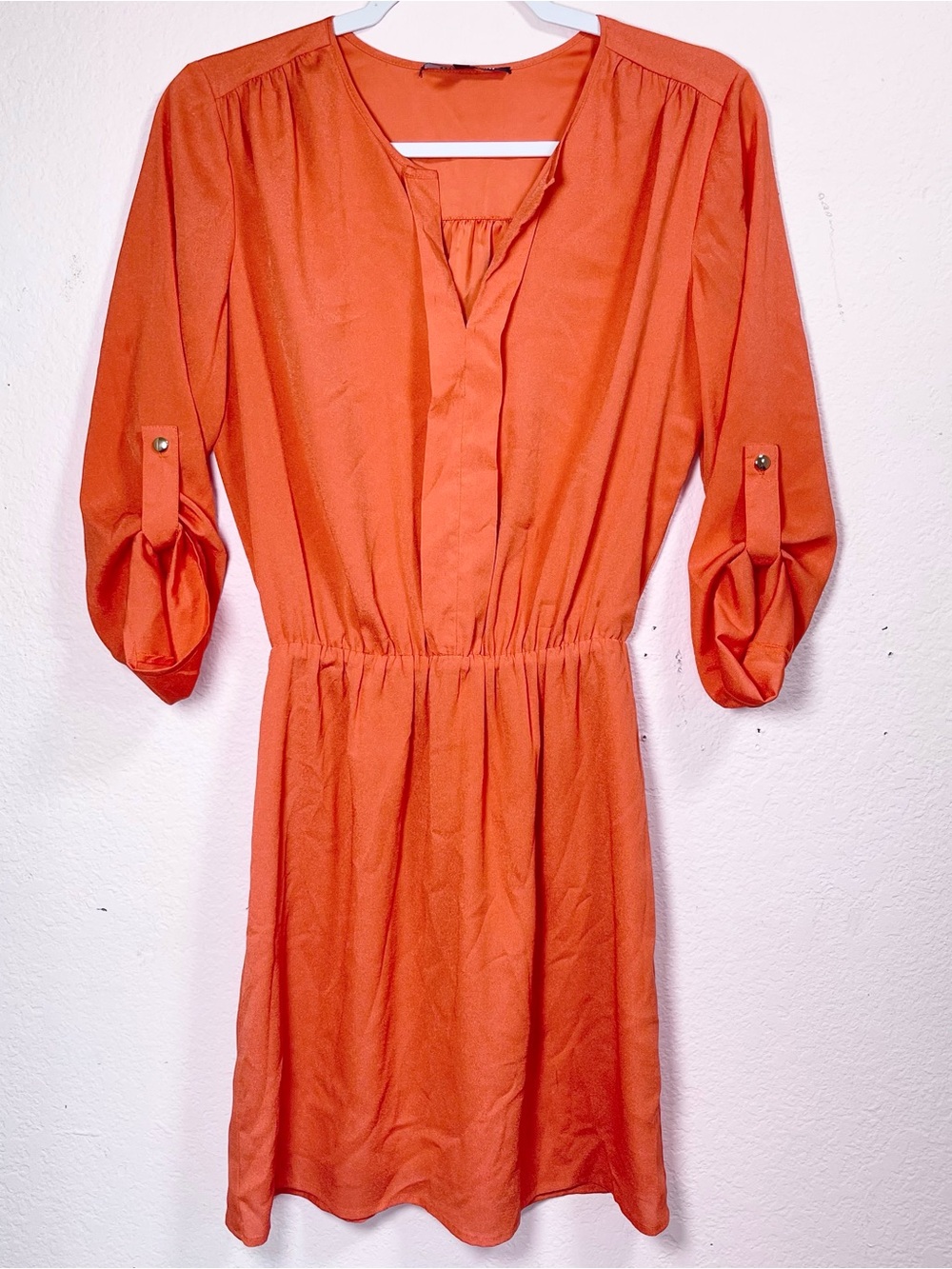 Gianni Bini Women's Orange Flowy Shirt Dress extra small xs